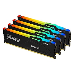 KINGSTON Fury Beast RGB Xmp Ddr5 128GB 5600Mt/s Cl40 Dimm Desktop Gaming Memory (Kit Of 4) - Kf556C40Bbak4-128 In Black