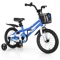 COSTWAY 16" Kid's Bike With Removable Training Wheels & Basket for 4-7 Years Old