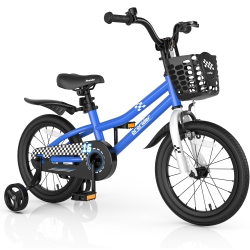COSTWAY 16" Kid's Bike With Removable Training Wheels & Basket for 4-7 Years Old