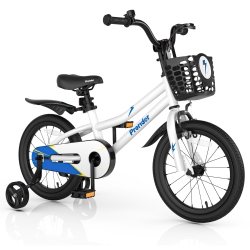COSTWAY 16" Kid's Bike With Removable Training Wheels & Basket for 4-7 Years Old