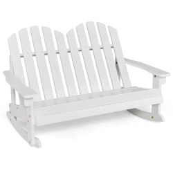 COSTWAY 2 Person Kid Adirondack Rocking Chair Outdoor Backrest Armrest Solid Wood