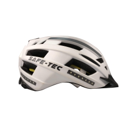 SAFE-TEC Asgard Bicycle Smart Helmet With Mips & Turn Signals And Bone Conduction Speakers (White Silver, Medium)