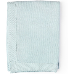 BABY MODE Signature Cable Knit Blanket With Borders - In Blue