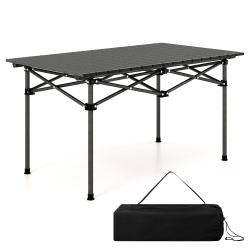 GYMAX Aluminum Camping Table for 4-6 People Folding Picnic Table W/ Carry Bag