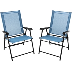 GYMAX Set Of 2 Patio Folding Chairs Outdoor Portable Pack Lawn Chairs W/ Armrests