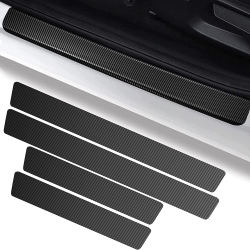 HLD 4PCs Car Door Sill Protector, Carbon Fiber Car Door Step Threshold Protective Covers, Door Sill Scuff Plate Cover