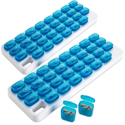 MEDCA Monthly Pill Organizer - (Pack Of 2) 31 Day Pill Organizer \w Large Removable Medication Pods, Portable Pill Case Box And Holder for Daily