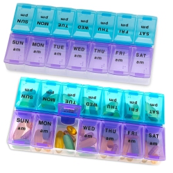 MEDCA Weekly Pill Organizer, Twice-A-Day, 2 Pill Organizer Extra Large