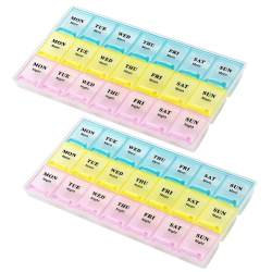 MEDCA Weekly Pill Organizer - (Pack Of 2) 21 Day Pill Planners for Pills Vitamins & Medication, 3 Times-A-Day Medication Reminder Boxes, Easy to Read