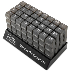 MEDCA Month Pill Box Organizer - 4 Times-A-Day Morning-Noon-Evening-Night - Large 32 Daily Pill Cases \w Compartments for Vitamins, Supplements