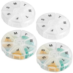 MEDCA Large Weekly Pill Organizer - (Pack Of 4) Daily Pill Cases, Round Pill Organizer 7 Day Container, Medicine Planner, Pill Reminder, Bpa-Free For