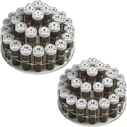 MEDCA Monthly Pill Bottle Organizer Caddy - (Pack Of 2) - 31 Numbered Full-Size Pill Bottles W Clear Rack And Child-Proof Lids for Each Day Of The