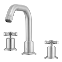 ANCONA Uomo Widespread Cross Handle 3-Hole Bathroom Faucet In Brushed Nickel