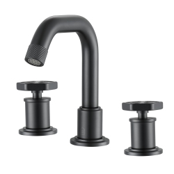 ANCONA Industria Widespread Hexagonal Two-Handle 3-Hole Bathroom Faucet In Matte In Black
