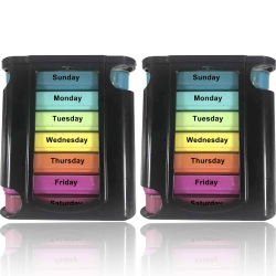MEDCA Stackable Daily Pill Organizer - 2 Pack, 4 Times A Day Weekly Medication Reminder - Premium Weekly Am/pm Pill Box \w 7 Individual Stacking Cases