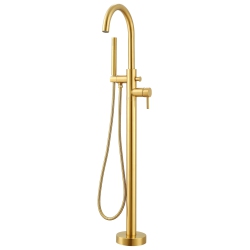 ANCONA Nero Freestanding Bathtub Faucet In Brushed Titanium In Gold