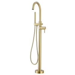 ANCONA Nero Freestanding Bathtub Faucet In Brushed Champagne In Gold