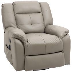 HOMCOM 8-Point Vibration Massage Recliner Chair, Pu Leather Manual Reclining Sofa, Swivel Nursery Rocking Chair \w Remote Control, Side Pockets, For
