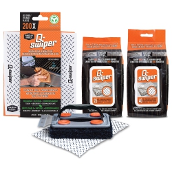 HLD Bbq Grill Cleaner Gift Bundle Set - 1 Q-Swiper Grill Brush, 65 Q-Swiper Grill Cleaning Wipes And 2 Q-Swiper Reusable Grill Cloths. Safe Way To