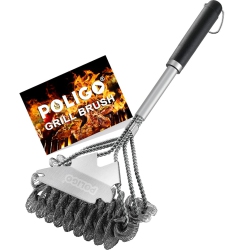 HLD Bbq Grill Brush And Scraper Bristle Free Barbecue Brush, 18Inch Stainless Steel Bbq Brush Cleaner \w Scraper for Efficiently Cleaning, Safe Bbq