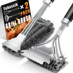 HLD Bbq Brush, 2 Pack Bbq Grill Cleaner Brushes, Stainless Steel Bbq Brush, Heavy Duty Grill Brush \w Grill Scraper, Effective Cleaning Grill Bbq