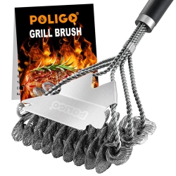 HLD Bbq Grill Cleaning Brush Bristle Free & Scraper - Triple Helix Design Barbecue Cleaner - Non-Bristle Grill Brush And Scraper Safe for Gas