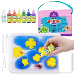 TOOKYLAND Marbling Paint Art Kit - 6-Colour Marble Painting Set for Water Marbling, Arts & Crafts Toys And Gift Ideas for Kids 3 Year Old +