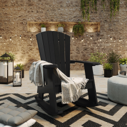 CR PLASTICS Capterra Adirondack Resin Rocking Chair (Onyx)
