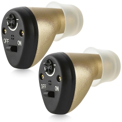 MEDCA Hearing Amplifier for Seniors And Adults, Rechargeable Cic Complete-In-Canal Nearly Invisible Personal Sound Amplifier \w Digital Noise