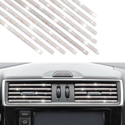 HLD 10 PCs Bling Car Air Vent Outlet Trim, Rhinestone Air Conditioner Decoration Strip for Vent Outlet, Universal Bendable Trim Interior Accessories