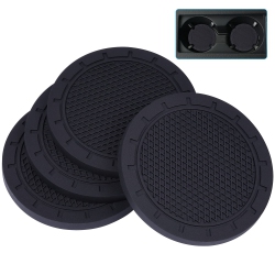 HLD Car Coasters, Wisdompro 4 Pack Pvc Car Cup Holder Insert Coaster - Anti Slip Universal Vehicle Interior Accessories Cup Mats for Women(Diameter