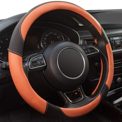 HLD Steering Wheel Covers Black Universal Microfiber Leather, Suitable for 14 1/2-15 Inch Car Steering Wheel Cover, Breathable, Anti Slip- In Orange