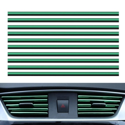 HLD 10 PCs Pvc Car Air Conditioner Vent Outlet Trim Strip Diy Decoration U Shape Moulding Trim Strip Line Car Shiny Accessories(Green)