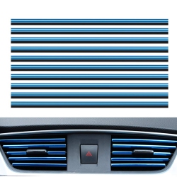 HLD 10 PCs Pvc Car Air Conditioner Vent Outlet Trim Strip Diy Decoration U Shape Moulding Trim Strip Line Car Shiny Accessories(Blue)