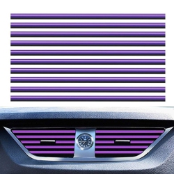 HLD 10 PCs Pvc Car Air Conditioner Vent Outlet Trim Strip Diy Decoration U Shape Moulding Trim Strip Line Car Shiny Accessories(Purple)