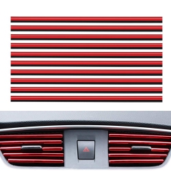 HLD 10 PCs Pvc Car Air Conditioner Vent Outlet Trim Strip Diy Decoration U Shape Moulding Trim Strip Line Car Shiny Accessories(Red)