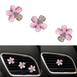 HLD 3 Pieces Car Air Vent Clip Crystal Flowers Car Interior Decoration Car Freshener Clip Car Trim Color Cute Bling Car Charm Air Freshener Not