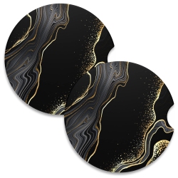 HLD Car Coasters for Cup Holders, 2 Pack Absorbent Ceramic Car Cup Holder Coaster for Drinks, Cute Car Assecories for Women Men, Size 2.56" \w Finger