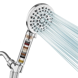 HLD Filtered Shower Head, 6- Settings Shower Head \w Filter for Hard Water & Skin Care, High Pressure Handheld Shower Head, Detachable Shower No-Clog