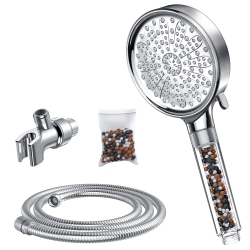 HLD Filtered Shower Head, High Pressure 6 Spray Modes Showerhead \w 70" Extra Long Hose, Bracket, Hand Held Shower Head Filter for Hard Water, Water