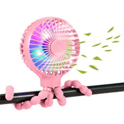 HLD Stroller Fan Upgraded Portable Fan Versatile Fan Personal Desk Fan USB Rechargeable Fan \w Led Light And Aromatherapy Flexible Tripod Design