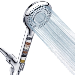 HLD Handheld Shower Head \w Filter, High Pressure 3 Spray Mode Showerhead \w 60" Hose, Bracket And 15 Stage Water Softener Filters for Hard Water
