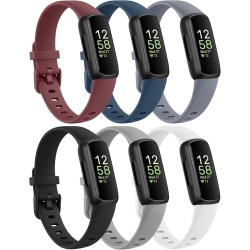 HLD 6 Pack Sport Straps Compatible \w Fitbit Inspire 3 Bands, Soft Silicone Sport Band for Women Men, Replacement Wristband for Fitbit Inspire 3