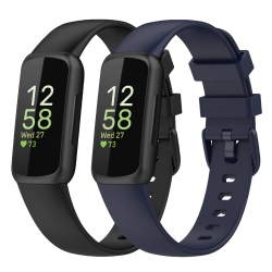 HLD 2 Pack Bands Compatible With Fitbit Inspire 3 for Women Men, Soft Waterproof Silicone Sport Replacement Wrist Band for Inspire 3 Watch (Small)