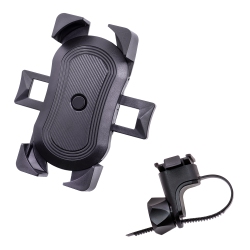 BATTPIT Handlebar Phone Holder 360 Degree Rotation One-Click Release & Lock Stainless Steel Clamp Arms Anti-Slip Cellphone Mount Compatible \w Any