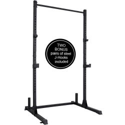 PAPABABE Squat Rack 800 Lb Capacity 2"x 2" Steel Power Cage Exercise Stand With 2 J-Hooks for Bench Press, Weightlifting And Strength Training