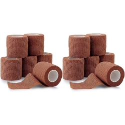 MEDCA Self Adherent Cohesive Tape - 2" X 5 Yards, 12 Pack (Medium Tan) Self Adhesive Bandage Rolls & Sports Athletic Wrap for Ankle, Wrist, Knee