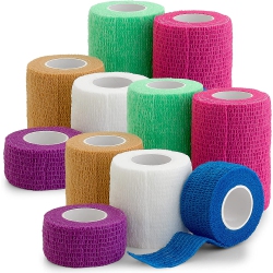 MEDCA Self Adherent Cohesive Tape Rolls - Pack Of 12-1" 2" 3"x5 Yards Combo Pack, Self Adhesive Bandage Rolls & Sports Athletic Wrap for Ankle