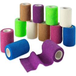 MEDCA Self Adherent Wrap - Bulk Pack Of 12, Athletic Tape Rolls And Sports Wraps, Self Cohesive Non-Woven Adhesive Bandage (3 In X 5 Yards) for Ankle