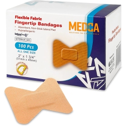 MEDCA Flexible Fabric Bandages - Flex Fabric Adhesive Bandages Finger-Tip Bandages for Finger Care And to Protect Wounds From Infection - (100 Count